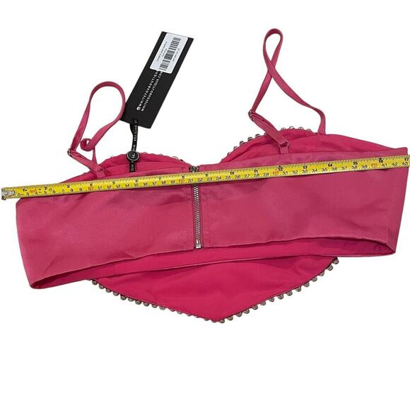 White Fox M 2 Pc Rhinestone Set | Hot Pink Barbiecore Crop & Mini NWT - Picture 7 of 9
